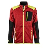 FORSBERG Strickjacke Forst Strickfleece mit Softshell Verstärkung rot neongelb...