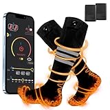 Olycism 5000mAh Beheizte Socken Damen Wiederaufladbare Beheizbare Socken Damen Herren Heizsocken mit akku und APP Fernbedienung große Heizfläche 3 Einstellbarer Temperatur Wärmesocken für Outdoor