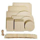 67 Stück Unbehandelte Holzplatten zum Basteln, Runde Holzscheiben und eckige...