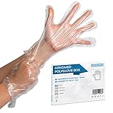 100x ARNOMED® PE, Einmalhandschuhe Einweg, Plastik Einweghandschuhe für Damen...