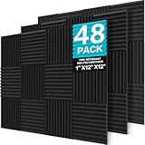 JBER 12 Pack - Charcoal Acoustic Panels Studio Foam Wedges 2.5 X 30 X 30cm/1' X...