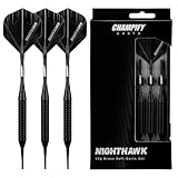 Champify® 18g Brass Soft-Darts Set “Nighthawk” mit Kunststoff-Spitze | 3...