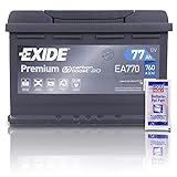 EXIDE EA770 Premium Carbon Boost Autobatterie 12V 77Ah 760A Starterbatterie PKW...
