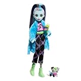 MONSTER HIGH Puppe und Sleepover-Zubehör, Frankie Stein Puppe mit Haustier Hund...