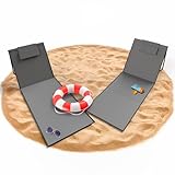 BigDean Strandliege 2er Set Strandstuhl klappbar leicht nur 1,3 kg - Strandmatte...