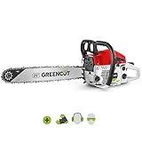 GREENCUT GS620X - Benzin-Kettensäge mit 2-Takt-Motor 62cc 3,8 PS mit 20''...