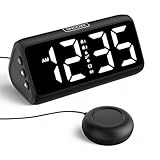 Wecker Laut für Tiefschläfer, Lauter Wecker mit Vibration, Doppelalarm,...