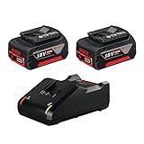Bosch Professional 18V System Akku Starter-Set: 2x GBA 18V 4.0Ah Akku +...