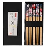 Essstäbchen, 5 Paar Stäbchen Japanisch Chopsticks Stäbchen Zum Essen Sushi...