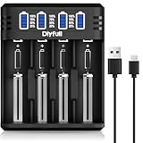 Dlyfull 18650 Ladegerät, 4 Fach Universal Akku Ladegerät mit LED Anzeige,...