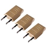 Eurostecker 6A, Stecker 230V, Flachstecker, Schuko Stecker - Flach, Stromstecker - Flach, Euro - 2-polige Flachstecker, Europäische Flachstecker, Einfache Installation, Gold Metallische -3 Stücke