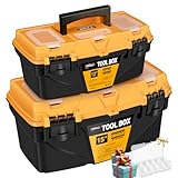 AIRAJ PRO Werkzeugbox 12''+15'',Werkzeugkiste Leer Kunststoff mit Tablett und...