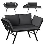 STEELSØN Gartenbank mit Auflagen Elytra, Sonnenliege Sitzbank Bank Gartenliege...