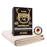 Autoleder - Fensterleder - 1 Stück Extra Groß (70x40cm) aus Echtem Leder - Auto Ledertuch - Lederlappen - Ledertuch Autopflege Streifenfrei und Ultra Saugfähig - Gute QUALITÄT (1, chamois)