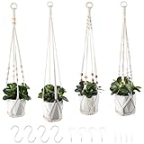 Petutu Makramee Blumenampel - 4er Set Boho Deko Hängeampel für Blumentöpfe...