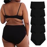 INNERSY Große Größen Damen Unterhosen Schwarz Slip Baumwolle High Waist...