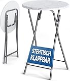 Casaria® Stehtisch 2er Set Klappbar Höhe 110cm Ø 60cm Marmor Optik...