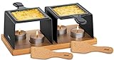 Spring Gourmet Raclette | Teelicht Raclette mit Gestell aus Metall | Holzboden...
