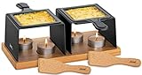 Spring Gourmet Raclette | Teelicht Raclette mit Gestell aus Metall | Holzboden...