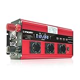 Wechselrichter 12V 230V 3000W Spannungswandler Fernbedienung 4X USB und LCD 3 AC...