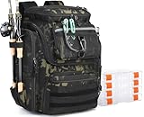BlesMaller Angelrucksack mit 4 Boxen & Rutenhaltern 45L große Angeltasche...