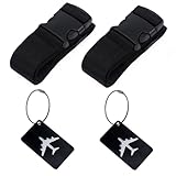 Koffergurt (2 Stück), inkl 2 Namensschildern, rutschfest Einstellbare...