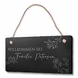 Schöne Schiefer Türschilder für die Haustür mit Gravur - 20x10 cm - Schiefer...