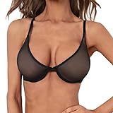 Damen BH Unwattierter Triangel BH Ohne Stahlring BH Transparente Mesh BH Sexy...