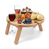 Buwico Klappbarer Picknicktisch aus Holz, Faltbarer Picknicktisch, mit...