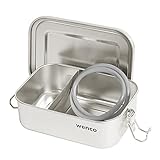 Wenco Premium Lunchbox aus Edelstahl, Mit 2 Fächern, Brotdose mit 800 ml...