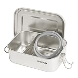 wenco Lunchbox aus Edelstahl, Mit 2 Fächern, Brotdose klein mit 650 ml...