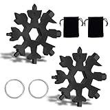 AEIOPRS 2 Pcs Schwarz Edelstahl Schneeflocken Multitool 18-in-1 mit Karabiner...