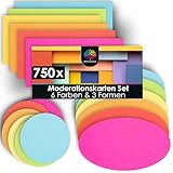 OfficeTree 750x Moderationskarten Set - 6 Farben - Rund, Oval & Rechteckig -...