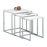 Relaxdays Beistelltische 3er Set, Couchtisch, Holz, Metall, Satztische, modernes...