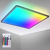 B.K.Licht - LED Deckenlampe mit indirektem Licht, Fernbedienung, buntes RGB+W...