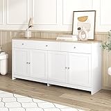 LATICO Sideboard Kommode mit 4 Türen und 3 Schubladen, 160x37x75cm...