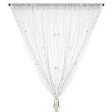 Vidillo Perlenvorhang, Fadenvorhang Glitzer Weiss 100 x 200 cm Wandvorhang...