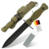 KOSxBO® BW Messer 26,5 cm - Multipurpose Militär Kampfmesser mit Schleifstein...