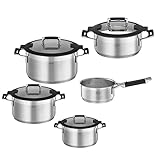 RÖSLE SILENCE PRO Topf-Set 5-tlg., Universaltopfset mit 3 Kochtöpfen, 1...