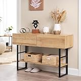 [en.casa] Konsolentisch Varberg mit Zwei Schubladen Dekoregal 75 x 120 x 30 cm...