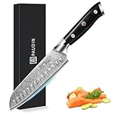 PAUDIN Santokumesser Damastmesser 17 cm, Ultra Scharfes Kochmesser aus 67 Lagen...