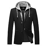 KUDORO Herren Sakko Anzugjacke Slim Fit Freizeit Baumwolle Sportlich Kapuzen...
