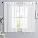 PONY DANCE Voile Gardinen Wohnzimmer Modern Kurz Ösenschal 2er Set H 145 x B...