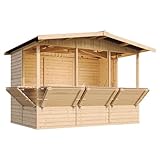 TIMBELA M150B Holz Gartenhaus, Marktbude Holz, Qualitäts Schiffslatten Kiefern...