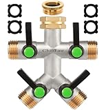 ChiuLau 4-Wege Verteiler, Messing Wasserverteiler, Gartenschlauch Adapter...