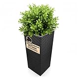 BigDean Blumentopf in Rattan-Optik Pflanzkübel mit Einsatz | 26,5 x 26,5 x 50...