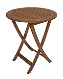 DEGAMO Gartentisch Bistrotisch Rio 65cm rund, Eukalyptus Holz braun geölt,...