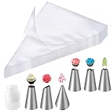 Soodyoow 100 Stück Spritzbeutel Set + 6 Spritztüllen + 1 Kuchen Kupplung,...