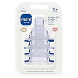 MAM Sauger 0 + 1 im 4er-Set | Flaschensauger (Durchflussrate langsam) | Speziell...
