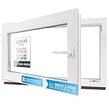 Kellerfenster Kunststofffenster weiß, BxH: 50 x 40 cm / 500 x 400 mm 2-fach...